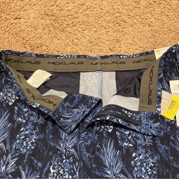 Nicklaus Mens Navy Pineapple Shorts ECO Choice Dri-fit Active Shorts Stretch NWT - Picture 3 of 9